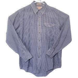 Vintage The Fox Collection Button Down Shirt Mens 16/16.5 Blue Mini Checks